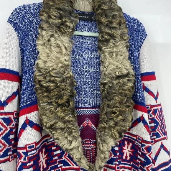 MINKPINK Oversized XS Legendgs of the Forest Aztec Cardigan Boho Western Sweater - Picture 6 of 11